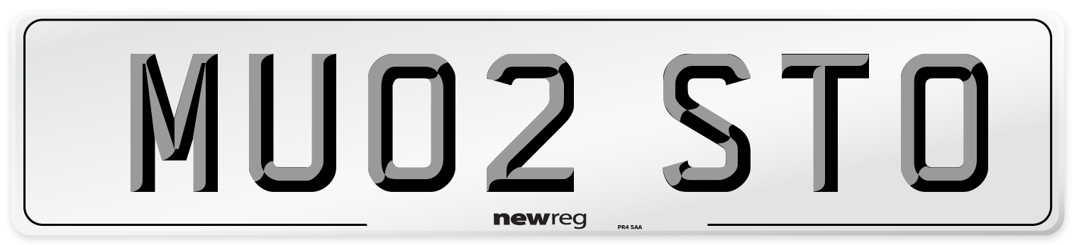 MU02 STO Number Plate from New Reg